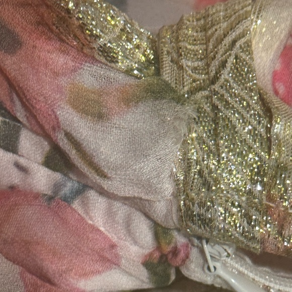 HEMANT & NANDITA Pink and Gold Floral Dress - Picture 7 of 16